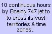 10 continuous hours by Boeing 747